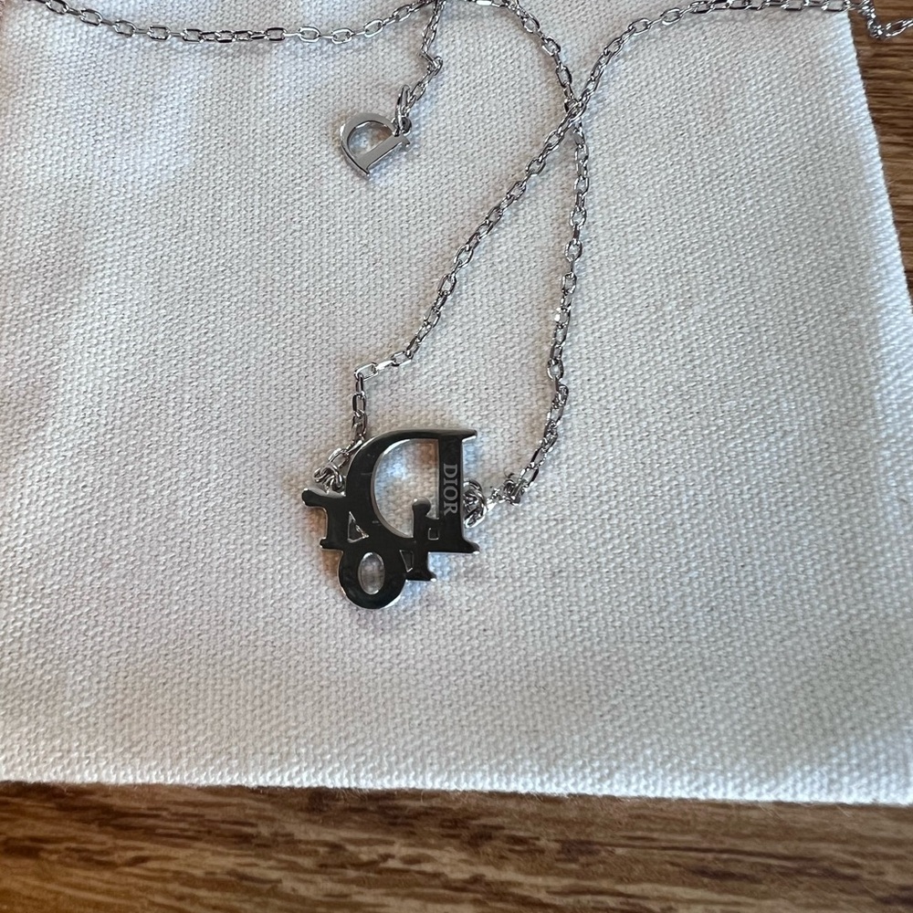 Dior Vintage Oblique Crystal Silver Tone Necklace - Picture 3 of 5